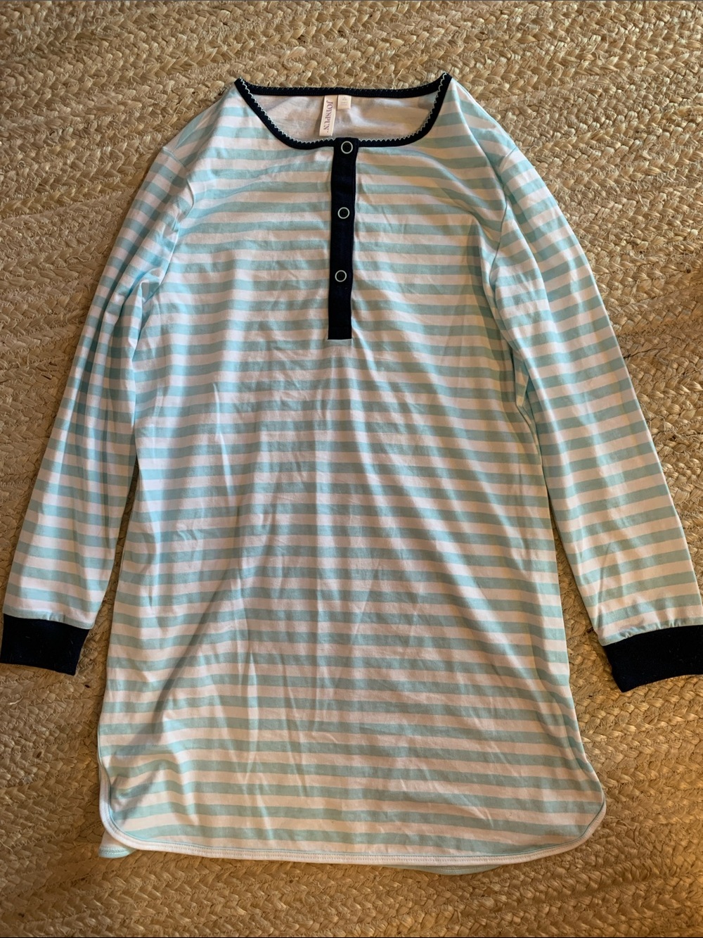 NWOT Joyspun Cotton Blend Blue & White Striped Pajama Nightshirt